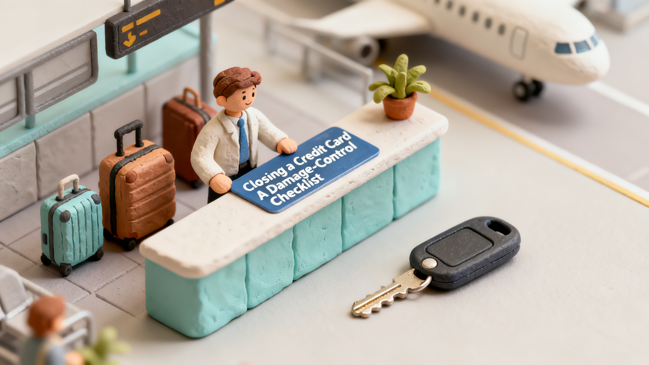 Clay diorama illustrating Closing a Credit Card  A Damage-Control Checklist