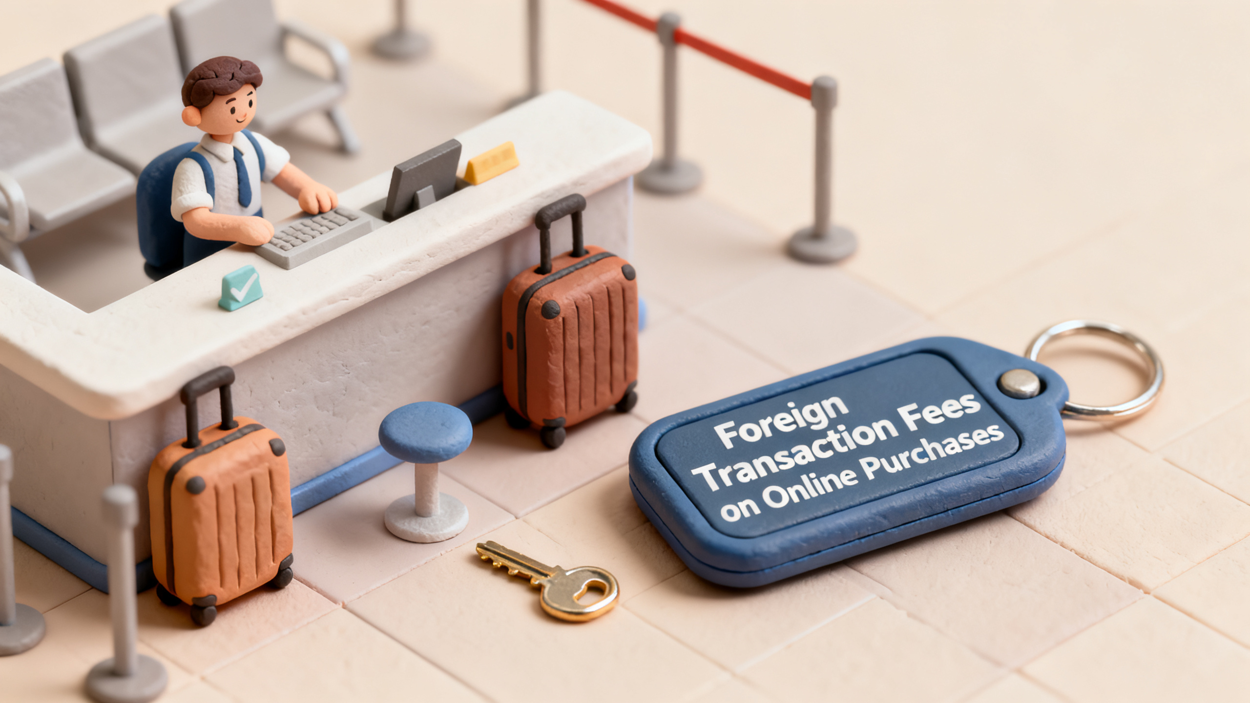 Clay diorama illustrating Foreign Transaction Fees on Online Purchases